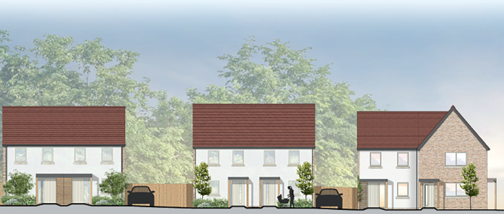 A CGI picture of the affordable homes availale at Primrose View, Worton